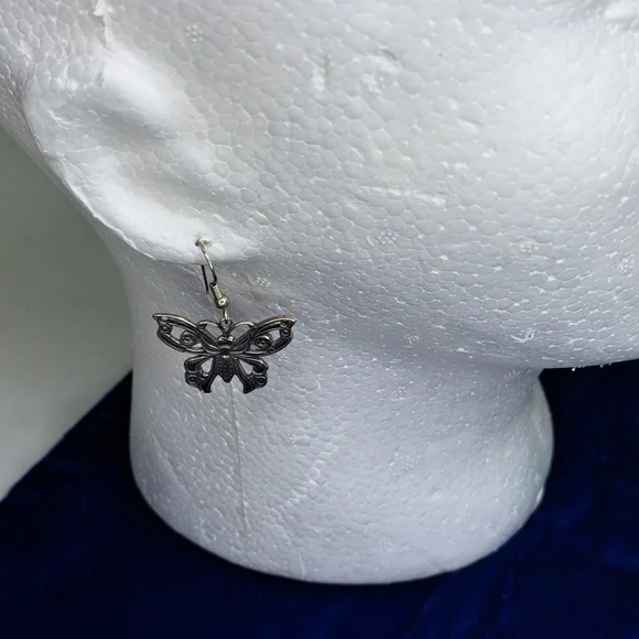 Butterfly ๐ฆ Sterling Silver Dangle Hook Style Earrings - Picture 13 of 15